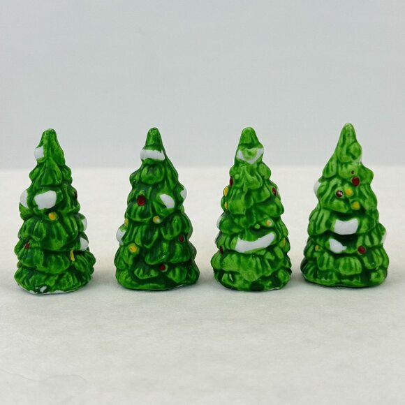 Vintage Christmas Village Accessories Ceramic Trees Children Figurines Set 7 pcs - Picture 3 of 16